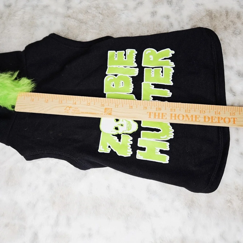 Zombie Hunter Large Dog Outfit Halloween Costume Black Lime Mohawk
